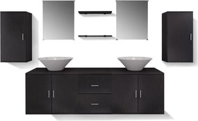 vidaXL Σύνθεση Μπάνιου με Νιπτήρες Σετ Εννέα Τεμαχίων Μαύρο