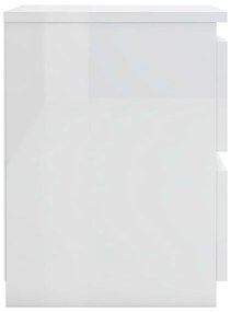 Κομοδίνα 2 τεμ. Γυαλιστερό Λευκό 30x30x40 εκ. από Μοριοσανίδα - Λευκό