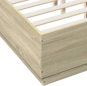 vidaXL Πλαίσιο Κρεβατιού Sonoma Δρυς 135x190 εκ. Επεξεργασμένο Ξύλο