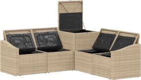 vidaXL Σετ Καναπέ 5 τμχ. Μπεζ και Κρέμ 178,5 x 178,5 x 85 εκ