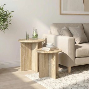 vidaXL Σετ βοηθητικά τραπεζάκια με αποθήκευση 2 pcs Sonoma Δρυς