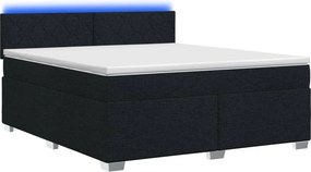 vidaXL Κρεβάτι Box Spring με Στρώμα και LED Μαύρο 140 x 200 cm Ύφασμα