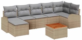 vidaXL Σαλονάκι Κήπου 8 pcs Μπεζ, ανοιχτό γκρι Μεγάλο