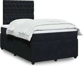 vidaXL Κρεβάτι Boxspring με Στρώμα Μαύρο 120x190 εκ. Βελούδινο