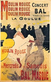 Toulouse-Lautrec, Henri de - Εκτύπωση έργου τέχνης Poster advertising 'La Goulue' at the Moulin Rouge, 1893, (24.6 x 40 cm)