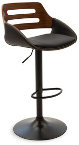 Intrahome Σκαμπό μπαρ Fern Intrahome πτυσσόμενο μαύρο pu ξύλο καρυδί - μέταλλο μαύρο | SKU: INTRAPA-217111118