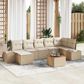 vidaXL Σετ Καναπέ Κήπου 8 pcs Μπεζ και Λευκό Πολυ-ρακί, Πολυεστέρας