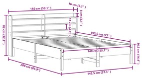 ΣΚΕΛΕΤΟΣ ΚΡΕΒΑΤΙΟΥ ΧΩΡΙΣ ΣΤΡΩΜΑ ΚΑΦΕ 140X190 ΜΑΣΙΦ ΞΥΛΟ ΠΕΥΚΟΥ 3306902