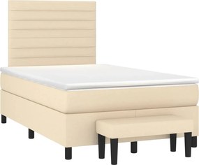 vidaXL Κρεβάτι Boxspring με Στρώμα Κρεμ 120x190 εκ. Υφασμάτινο