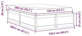 Κρεβάτι με Στρώμα 120x200 εκ Μασίφ Ξύλο Πεύκου - Καφέ