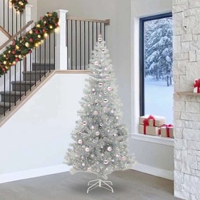 vidaXL Χριστουγεννιάτικο Δέντρο με 300 LED με βάση Ασημί 240 cm PET