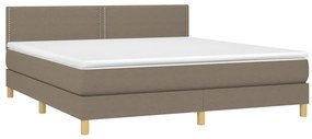vidaXL Κρεβάτι Boxspring με Στρώμα &amp; LED Taupe 180x200 εκ. Υφασμάτινο