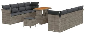 vidaXL Σετ Καναπέ Κήπου με μαξιλάρι 11 pcs Γκρι 90 x 55 x 71 cm