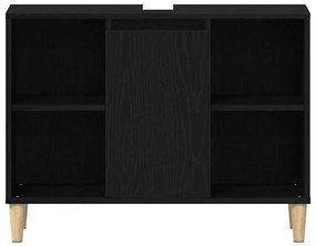 vidaXL Ντουλάπι Νιπτήρα Μαύρο Δρυς 80x33x60 εκ. από Τεχνητό Ξύλο
