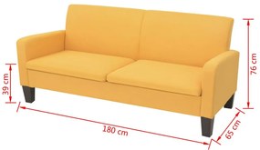 Καναπές Τριθέσιος Κίτρινος 180 x 65 x 76 εκ. - Κίτρινο