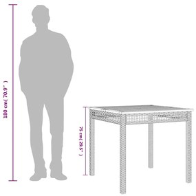 Τραπέζι Κήπου Μπεζ 80x80x75 εκ. Συνθετικό Ρατάν / Ξύλο Ακακίας - Μπεζ