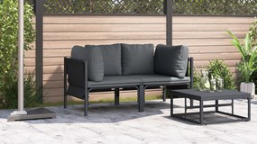 vidaXL Εξωτερικά Έπιπλα με μαξιλάρι με μαξιλάρι 2 pcs Ανθρακί Ατσάλι