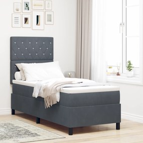 vidaXL κρεβάτι Box Spring με στρώμα σκούρο γκρι 80x200 εκ. βελούδο