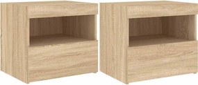 vidaXL Κομοδίνα με Φώτα LED 2 τεμ. Sonoma Δρυς 50x40x45 εκ.