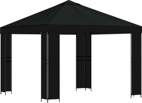 vidaXL Κιόσκι 3 x 3 m Μαύρο Πολυεστέρας και Χάλυβας 190 gsm