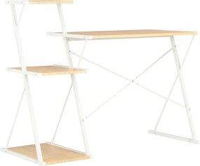 vidaXL Γραφείο με Ράφια Λευκό / Χρώμα Δρυός 116 x 50 x 93 εκ.