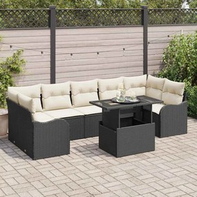 vidaXL Σετ Καναπέ Κήπου 8 pcs Μαύρο 100 x 55 x 73 εκ Πολυ ράταν