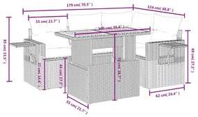 Σετ Καναπέ Κήπου 5 τεμ. Μπεζ Συνθετικό Ρατάν με Μαξιλάρι - Μπεζ