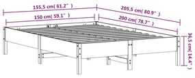 Σκελετός Κρεβατιού Χωρίς Στρώμα 150x200 εκ Μασίφ Ξύλο Πεύκου - Καφέ