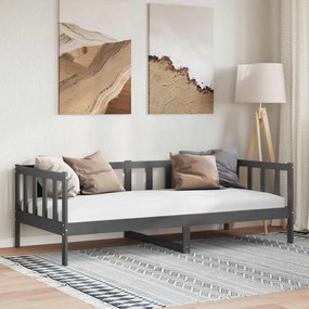 vidaXL Καναπές Κρεβάτι Γκρι 90 x 200 εκ. από Μασίφ Ξύλο Πεύκου