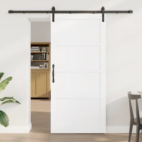 vidaXL Συρόμενη Πόρτα με Σετ Υλικών Λευκή 93x202 εκ. Σταθερό Ξύλο Πεύκης
