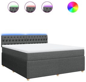 vidaXL Κρεβάτι Boxspring με Στρώμα Σκούρο Γκρι 180x200 εκ Υφασμάτιν