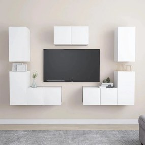 vidaXL Έπιπλα Τηλεόρασης Σετ 7 Τεμαχίων Λευκό από Επεξ. Ξύλο