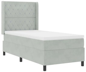 vidaXL Κρεβάτι Box Spring LED με Στρώμα Ανοιχτό γκρι 90 x 200 cm