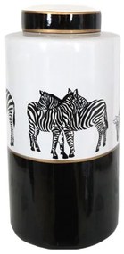 Βάζο Με Καπάκι Κεραμικό Λευκό-Μαύρο Art Et Lumiere 20x39εκ. 05888