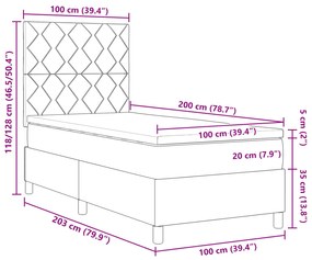 vidaXL Κρεβάτι Βάσης με Στρώμα Μαύρο 100x200 εκ. Ύφασμα