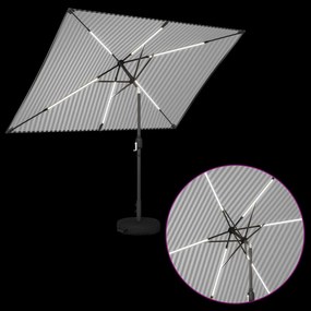 vidaXL Ομπρέλα Κήπου με LED Φώτα και Βάση 200 x 300 cm Πολυεστέρας