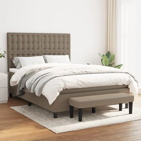 vidaXL Κρεβάτι Boxspring με Στρώμα Taupe 140x190 εκ. Υφασμάτινο