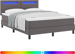 vidaXL Κρεβάτι box spring με στρώμα Γκρι 160 x 200 cm Τεχνητό δέρμα