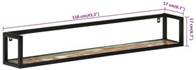 vidaXL Ράφια Τοίχου 2 τεμ. 110x17x17εκ. Μασίφ Ανακυκλωμένο Ξύλο/Σίδερο