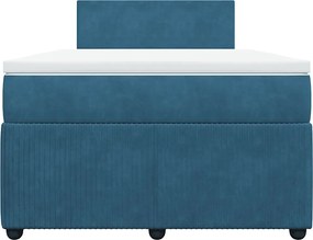 vidaXL Κρεβάτι Boxspring με Στρώμα Μπλε 120x190 εκ. Βελούδινο