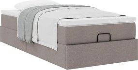 vidaXL Οθωμανικό κρεβάτι με στρώμα Taupe 90x190cm ύφασμα