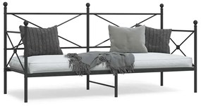 vidaXL Κρεβάτι ημέρας χωρίς στρώμα Μαύρο 90x200 cm Ατσάλι