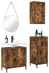 vidaXL Σετ Επίπλων Μπάνιου Καρό 3 pcs Καπνιστή δρυς 39.5 x 36 x 88 εκ