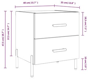 Κομοδίνο Καπνιστή Δρυς 40 x 35 x 47,5 εκ. από Επεξεργ. Ξύλο - Καφέ