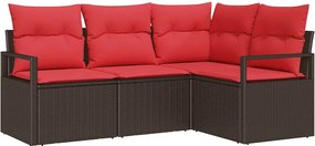 vidaXL Σετ Καναπέ 4 pcs Καφέ συνθετικό ρατάν