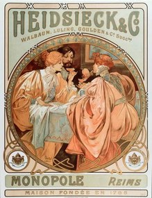 Mucha, Alphonse Marie - Εκτύπωση έργου τέχνης Heidsieck Champagne company, (30 x 40 cm)