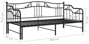 Πλαίσιο για Καναπέ - Κρεβάτι Μαύρο 90 x 200 εκ. Μεταλλικό - Μαύρο