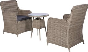 vidaXL Σετ Επίπλων Bistro 3 Τεμαχίων Καφέ από Συνθ. Ρατάν με Μαξιλάρια