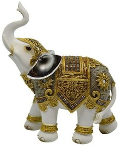 Διακοσμητικός Ελέφαντας 815203 17x7x19cm White-Gold Ankor Πολυέστερ