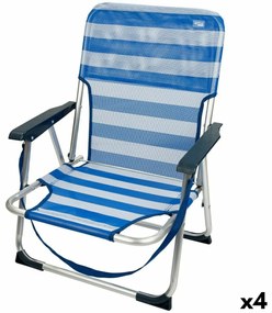 Καρέκλα στην παραλία Aktive Εύκαμπτο Μπλε 44 x 72 x 35 cm (4 Μονάδες)